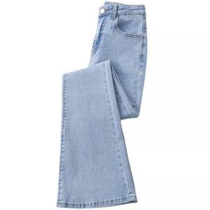 Jeans évasés taille haute en denim extensible pour femmes, <span class=keywords><strong>pantalon</strong></span> simple uni d'été à séchage rapide, vente en gros - Product Image 5