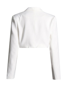 Ocstrade Blazer blanc élégant de haute qualité à un bouton pour femmes Veste de costume 3D à volants à fleurs Col en V à manches longues Veste <span class=keywords><strong>courte</strong></span> pour femmes - Product Image 2