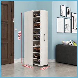 Étagère à chaussures mobile avec panneau en bambou coulissant, porte, roulettes, grande capacité - Product Image 3