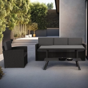 Ensemble <span class=keywords><strong>de</strong></span> canapés d'extérieur modernes 7 places en rotin PE pour <span class=keywords><strong>jardin</strong></span>, salle à manger et hôtels/villas – Mobilier en osier plastique abordable - Product Image 3