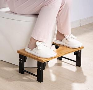 Tabouret de toilette pliable <span class=keywords><strong>en</strong></span> bambou avec pieds <span class=keywords><strong>en</strong></span> acier inoxydable noir, 7 pouces - Product Image 3