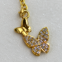 Ensemble collier et boucles d'oreilles papillon à 5 breloques |   Ensemble de bijoux 2 pièces