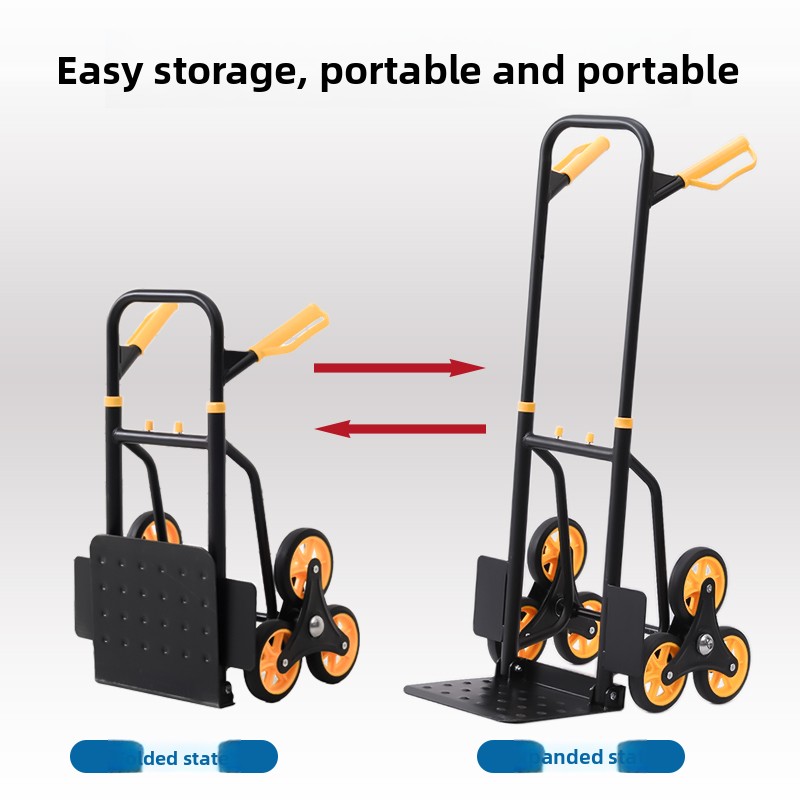 300KG Capacity Heavy-Duty Stair Climber Trolley for Carrying Goods Hand-Pulled 6 Wheels Portable Foldable Stair Climber