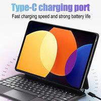 Laudtec Nuevo Teclado Inalámbrico USB-C de Diseño Delgado con Retroiluminación RGB de Tamaño Completo, Teclas de Tijera de 7 Teclas y Funda de Cuero PU, Personalizable en Diferentes Idiomas