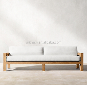 Ensemble de salon de jardin en teck, design simple, résistant aux intempéries, table basse et canapé - Product Image 4