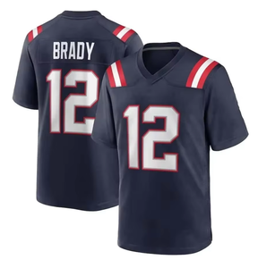 <span class=keywords><strong>Maillot</strong></span> <span class=keywords><strong>de</strong></span> football américain personnalisé 2025-2026 |   Uniforme <span class=keywords><strong>de</strong></span> fan rétro bleu marine Brady 12 Legend Maye 10 Vente en gros S-XXXL - Product Image 1