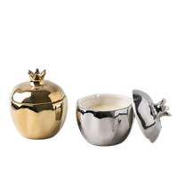 YUANWANG Velas Pot Bougie galvanoplastie bocaux de Bougie de luxe en céramique de pomme avec couvercle pour décoration de Festival de mariage