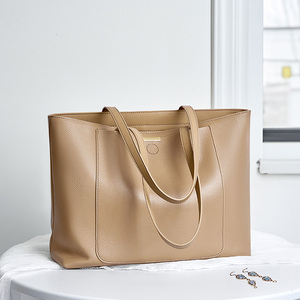 Sac Cuir de Fleur Pleine Tote Femme Classique Carré Minimaliste Luxe Discret 14 Pouces Ordinateur <span class=keywords><strong>Portable</strong></span> Sac à Épaule - Product Image 3
