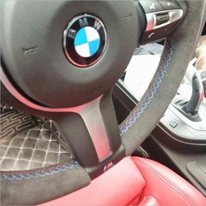 Housse de <span class=keywords><strong>volant</strong></span> en daim noir, couture manuelle, pour bmw 3 GT 320 330iM xDrive M X5 X6 - Product Image 3