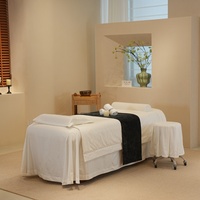 Housse de lit de beauté en coton doux blanc, couleur unie de qualité supérieure, couvre-lit de salon pour lit de soin du visage, literie