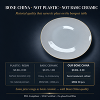 Assiettes de présentation en porcelaine fine avec bord doré, 6, 7, 8, 10 pouces, vente en gros, assiettes de table pour mariage et restaurant, vaisselle en céramique