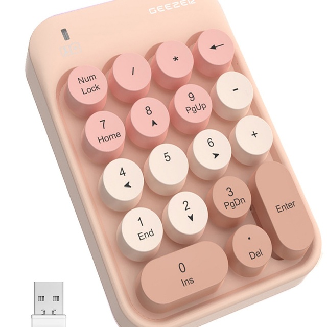18 Keys Retro Round Keycads Cute Mini Number Keyboard Portable 2.4G Plug and Play Wireless Number Keypad for PC/Desktop/Laptop