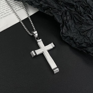 Pendentif Croix en Or Crucifix <span class=keywords><strong>Jésus</strong></span> Croix Pendentifs Collier <span class=keywords><strong>Noir</strong></span> Argent Acier Inoxydable Haute Qualité pour Colliers de Charme pour Hommes - Product Image 2