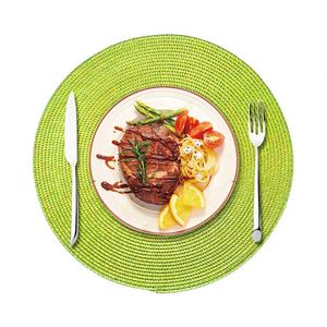 Hot Sale Plastic PP Circle Placemat Hand-Woven Heat Insulation No-Wash Modern Minimalist Decorative Table <b>Mat</b> Multicolor - Product Image 2