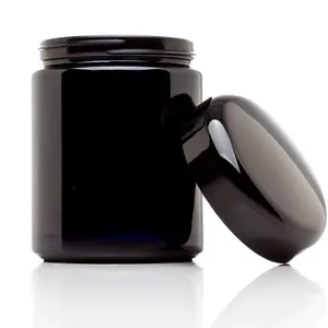 Glazen Cosmetische Opslag Pot Donker Violet Glazen Pot En Druppelaar Fles Violet Lege Vierkante Heldere Glazen Potten Apothekerfles