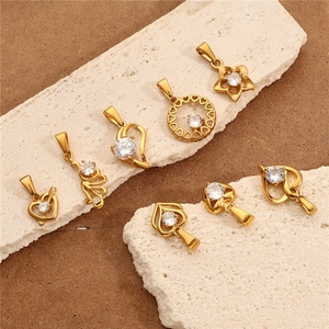SH38 Collezione di Ciondoli Bikini Lucidi in Acciaio Inossidabile con Placcatura in Oro PVD 18K, Zirconi, Cuore, Angelo, Fiore, Ciondoli Fai da Te, Impermeabili e Inossidabili - Product Image 1