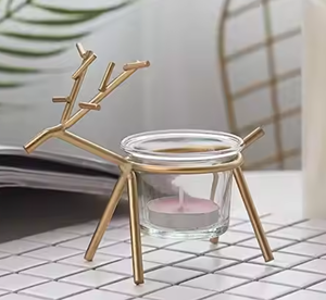 Portavelas de reno de Navidad, candelabro cónico de Metal decorativo para el hogar, portavelas cónicos decorativos para mesa - Product Image 4