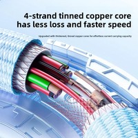 Cable de Carga Superrápida Tres en Uno de 100W con Revestimiento Tejido, Compatible con Teléfonos IOS y Android, Cargador Universal para Auto Tipo-C USB 2.0