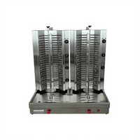 Mesin Pembuat Kebab Listrik FUQI EB-809-2 dari Baja Anti Karat, Pemanggang Döner Turki, Panggangan BBQ, Oven Rotisserie Shawarma 10.8kW