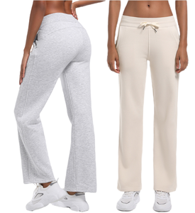 Pantaloni Harem da <span class=keywords><strong>Donna</strong></span> Autunno Inverno a Vita Media con Elastico, Eco-Friendly, Tinta Unita, Gamba Larga, in Pile, Comodi e Casual - Product Image 1
