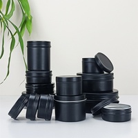 Pots en métal noir à bas prix de 5 ml, 15 ml, 30 ml, 50 ml, 60 ml, 100 ml, 150 ml, et pots en aluminium noir mat de 5 g, 15 g, 30 g, 50 g, 60 g, 80 g, 100 g, 150 g