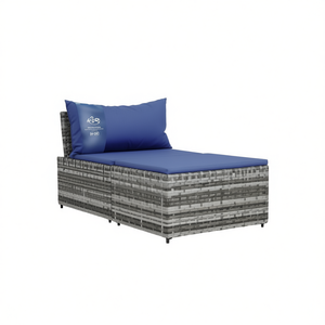 Reposapiés de Ratán Sintético Gris Kisa con Cojines, Complemento Cómodo para Muebles de Exterior - Product Image 1