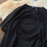 T-shirt personnalisé gaufré pour homme, en coton de qualité supérieure, col rond, épaules tombantes, style streetwear oversize