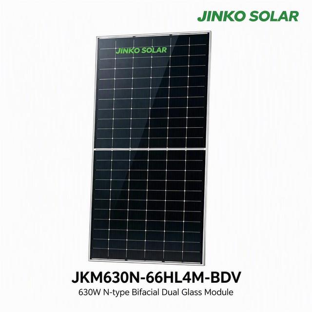 Jinko Solar 630W N-Type TOPCon Solar Panel 182mm Half Cut Monocrystalline PV Module Bifacial for Commercial Solar Farm