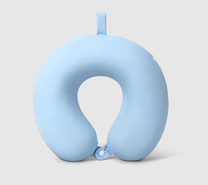 Oreiller de voyage et de sieste portable pour voiture, en mousse à mémoire de forme en forme de U, en soie glacée, rafraîchissant et respirant, idéal pour l'été, cadeau - Product Image 1