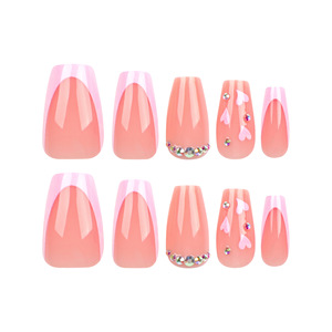 Faux ongles réutilisables en <span class=keywords><strong>diamant</strong></span> blanc rose de luxe conçus en français sur mesure en acrylique ABS sur les ongles pour les doigts des femmes - Product Image 5