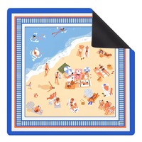 Tapis de jeu de Mahjong moderne de luxe américain, pliable, silencieux, antidérapant, imperméable, à rayures, imprimé plage, écologique, pour l'été