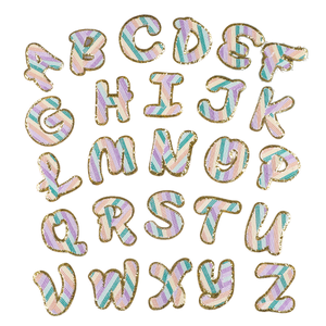 Oro glitterato sfuso ferro-su lettere eco-friendly tessuto paillettes decorazione ricamato lettera <span class=keywords><strong>Patch</strong></span> per abbigliamento e cappelli - Product Image 1