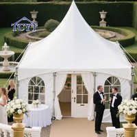 Carpa de Jardín Tipo Pagoda para Fiestas al Aire Libre de 6*6 Metros, Impermeable, Carpa Blanca para Celebraciones y Bodas, Gazebo en Venta