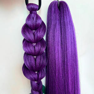Perruque queue de cheval Py Fluffy Braids en fibre Kanekalon violette 60cm 80cm pour style de groupe de filles Kpop - Product Image 2