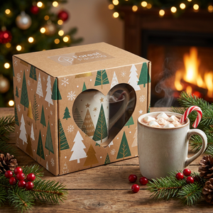 Caja de Embalaje de Cartón Corrugado con Logotipo Personalizado para Tazas Navideñas, con Ventana, Reciclable, para Regalos de Pequeñas Empresas - Product Image 3