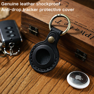 เคสหนังแท้แบบใหม่ล่าสุดสำหรับ Apple AirTag พร้อมพวงกุญแจและปลอกคอสำหรับสัตว์เลี้ยง (สุนัข/แมว) - Product Image 2
