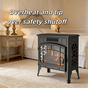 Cheminée électrique autoportante, cheminées PTC, charbon artificiel ignifuge, poêle à trois côtés, vue sur la flamme - Product Image 4