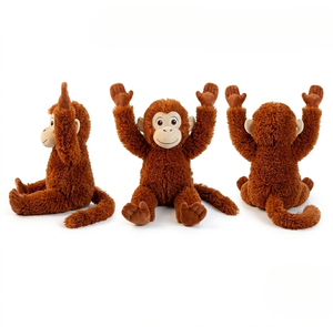 Peluche de Mono Bordado de Alta Calidad, 66 cm, con Brazos Largos, Juguete de Peluche de Mono, Relleno de Algodón PP, Gorila Rojo - Product Image 2