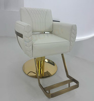 Chaise de coiffeur en cuir PU blanc, pivotante à 360°, hydraulique, avec repose-pieds, pour salon de coiffure
