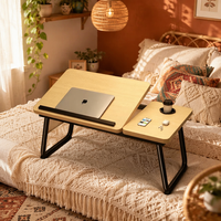 Bureau d'ordinateur portable pliable en bois réglable en hauteur, table de lit portable pour la maison, le bureau, l'étude, le travail, la chambre, le canapé
