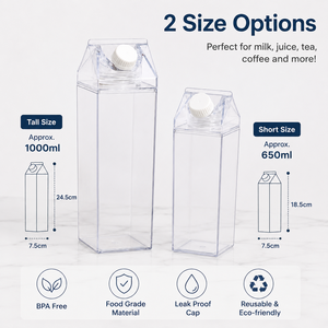 Botellas de Cartón para Leche PET Transparentes al por Mayor con Tapas de Rosca Herméticas para Jugos, Leche, Té, Café y Bebidas Frías - Product Image 3