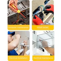 10PCS Set Obeng Elektrik Berinsulasi 500V Set Obeng Berinsulasi yang Dapat Diganti dengan Mata Obeng Magnetik Slotted Phillips Torx