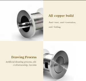 Khách sạn hiện đại phòng tắm lọc thép không gỉ và đồng thau đẩy xuống Pop Up cống tràn bồn rửa nước thư bị trả lại lưu vực Bìa - Product Image 6