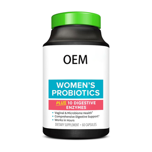 Capsules de suppléments probiotiques et prébiotiques pour femmes, marque privée OEM, mélange probiotique DE111, enzymes digestives, complexe botanique - Product Image 1