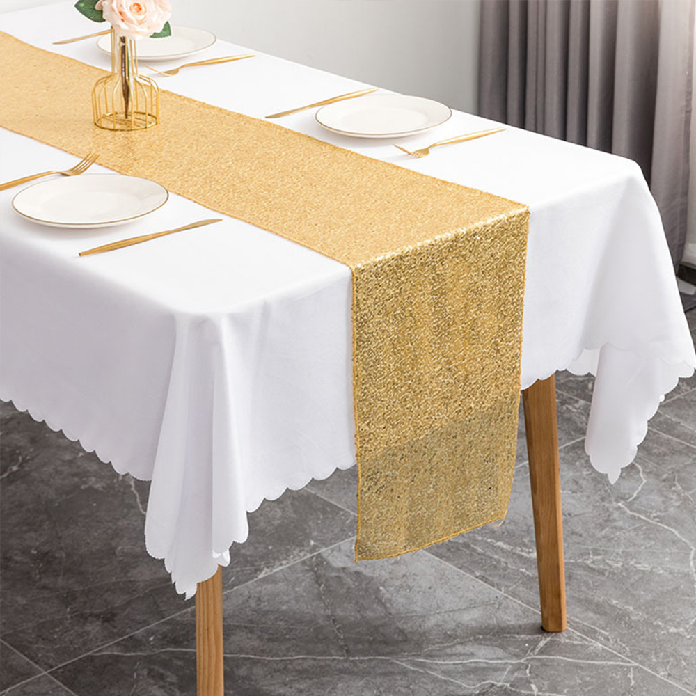 Runner Da Tavolo Con Paillettes Oro 30x180 Cm - Tovaglia Lunga Lucida E Scintillante Per Decorazioni Di Matrimoni, Feste Di Compleanno E Banchetti