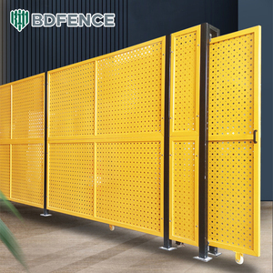 Clôture de sécurité d'atelier personnalisable, cloison industrielle, clôtures perforées, acier à faible teneur <span class=keywords><strong>en</strong></span> carbone galvanisé, anti-rouille, barrière modulaire - Product Image 3