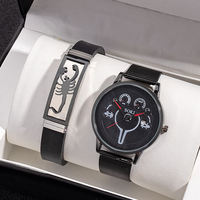 XINHUAQIAN Nouvelle mode Bracelet perlé en cuir Pu hommes montre Bracelet ensemble
