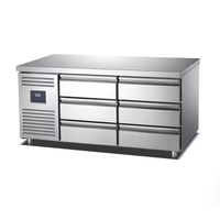 Plan de travail réfrigéré commercial multi-tiroirs en acier inoxydable, table de préparation de cuisine, congélateur pour restaurant, hôtel, restauration