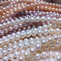 Perles d'eau douce naturelles presque rondes de 8-9 mm, haute brillance, perles en vrac, vente en gros pour la fabrication de colliers