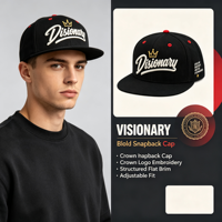 Casquette Snapback Noire Structurée Broderie Logo Personnalisé 6 Panneaux Coton pour Hommes Femmes Hip Hop Streetwear